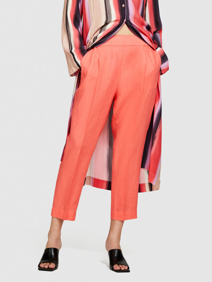 100% linen joggers - women's joggers - Coral | Sisley image number 4